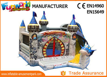 0.55mm PVC Tarpaulin Dragon Bouncer House With Slide / Inflatable Bouncer Castle
