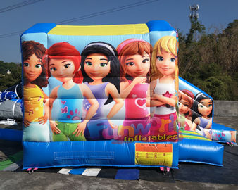 Lego bơm bơi lâu đài với slide cho cô gái in lụa